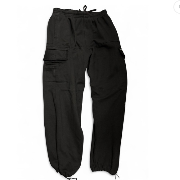 Black Cargo Jogger Thick Sweat Pants Size L - Picture 1 of 6